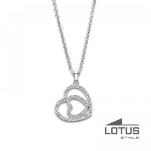 Collier COEUR Double Cristaux / Acier LOTUS STYLE Bijoux