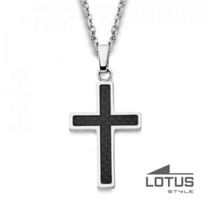 Collier Croix Carbone & Acier LOTUS STYLE Homme