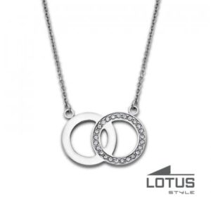 Collier DOUBLE ANNEAU Cristaux Acier LOTUS STYLE Bijoux