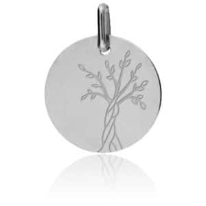 Lucas Lucor Médaille Arbre de Vie Tronc Torsadé Or Blanc 9K XM1053G