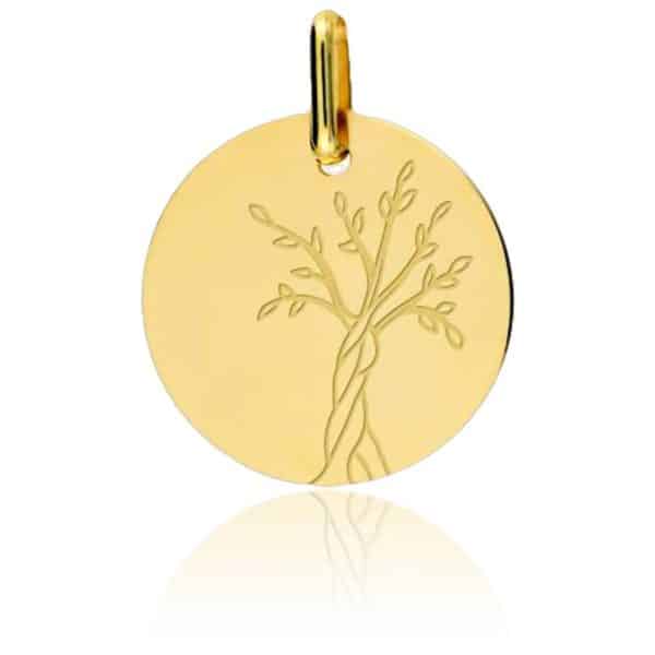 Lucas Lucor Médaille Arbre de Vie Tronc Torsadé Or Jaune 9K