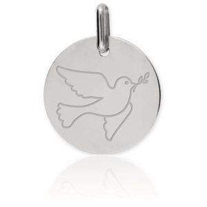 Lucas Lucor Médaille Colombe Or Blanc 9K XM1058G