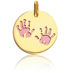 Lucas Lucor Médaille Empreintes Mains Acier Rose & Or jaune 9K  XMOA66R