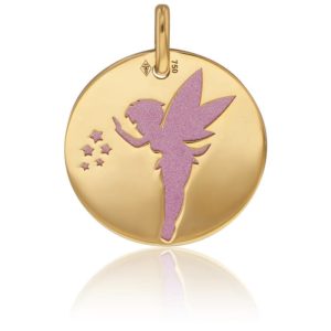 Lucas Lucor Médaille Fée Etoilée Acier Rose & Or Jaune 9K XMOA31R