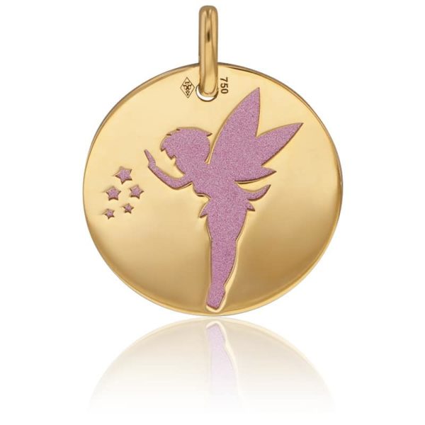 Lucas Lucor Médaille Fée Etoilée Acier Rose & Or Jaune 9K XMOA31R
