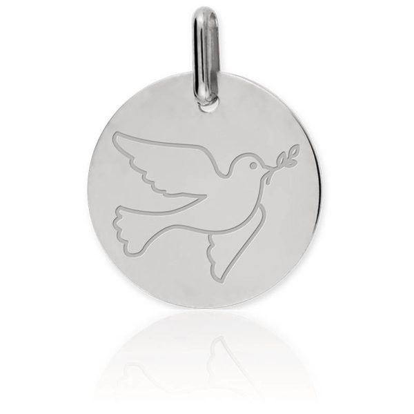 Lucas LucorMédaille Colombe Or Blanc 18K