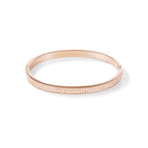 Bracelet acier or rose cristaux pêche