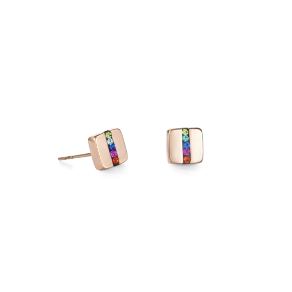 Boucles d'oreille Acier carrée cristaux