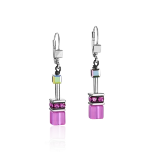 Boucles d'oreille Geocube rose vif