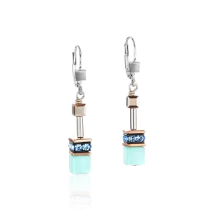 Boucles d'oreille Geocube aqua