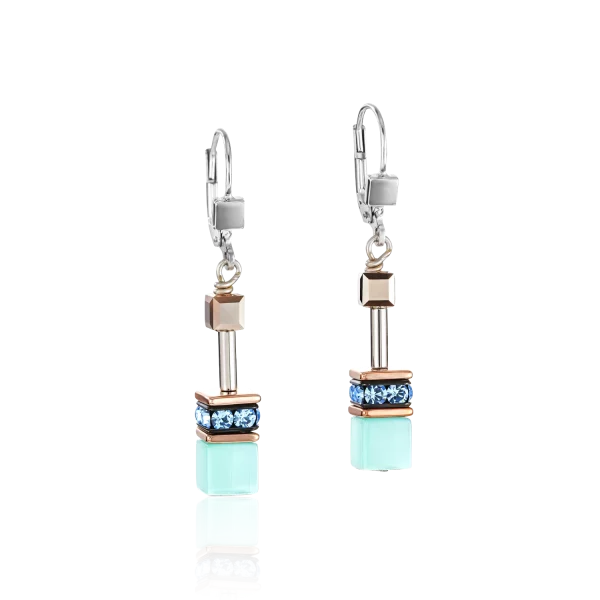 Boucles d'oreille Geocube aqua