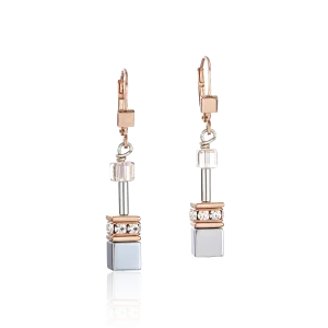 Boucles d'oreille Geocube agathe et hématite