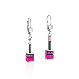 Boucles d'oreille Geocube rose vif