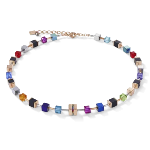 Collier Geocube Acier et cristal
