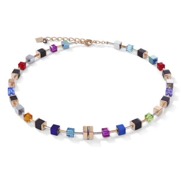 Collier Geocube Acier et cristal