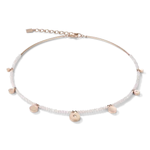 Collier Coins Acier or rose verre taillé