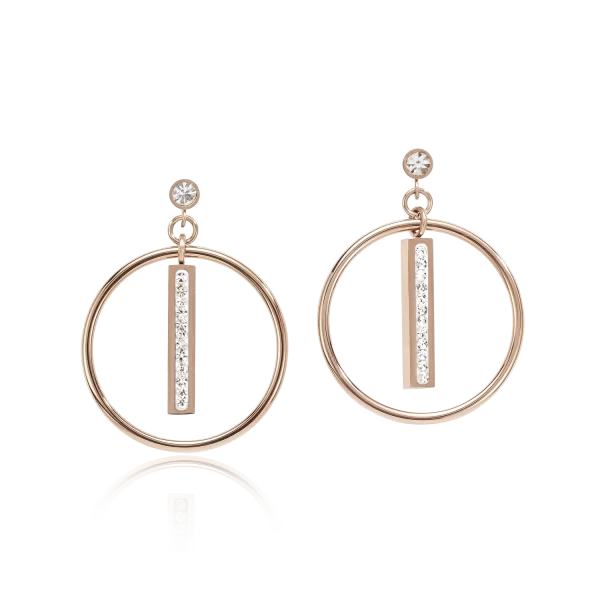 Boucles d'oreille acier or rose Anneau