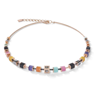 Collier Geocube Acier et cristal