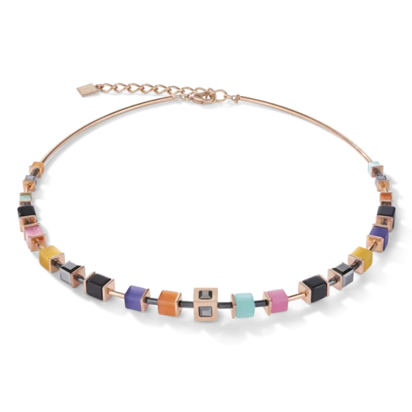 Collier Geocube Acier et cristal