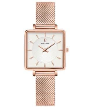 Montre Femme LECARÉ Cadran Blanc Bracelet Acier milanais Doré rose Ref 008F928