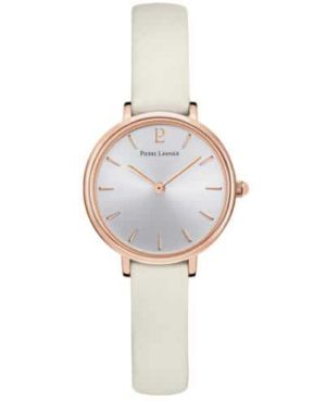 Montre Femme NOVA Cadran Argenté Bracelet Cuir Ecru Ref 014J920