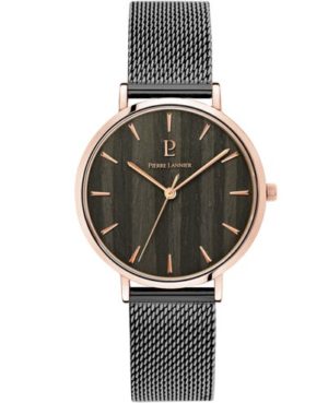 Montre Femme NATURE Cadran Noir Bracelet Acier milanais Noir Ref 018P998