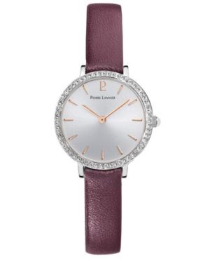 Montre Femme NOVA Cadran Argenté Bracelet Cuir Prune Ref 022G629