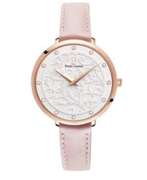 Montre Femme EOLIA Cadran Blanc Bracelet Cuir Rose Ref 039L905