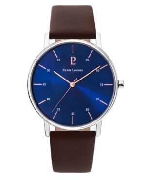 Montre Homme CITYLINE Cadran Bleu Bracelet Cuir Brun Ref 202J164