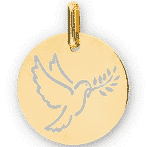 Médaille colombe or jaune 9K évidée XM1075